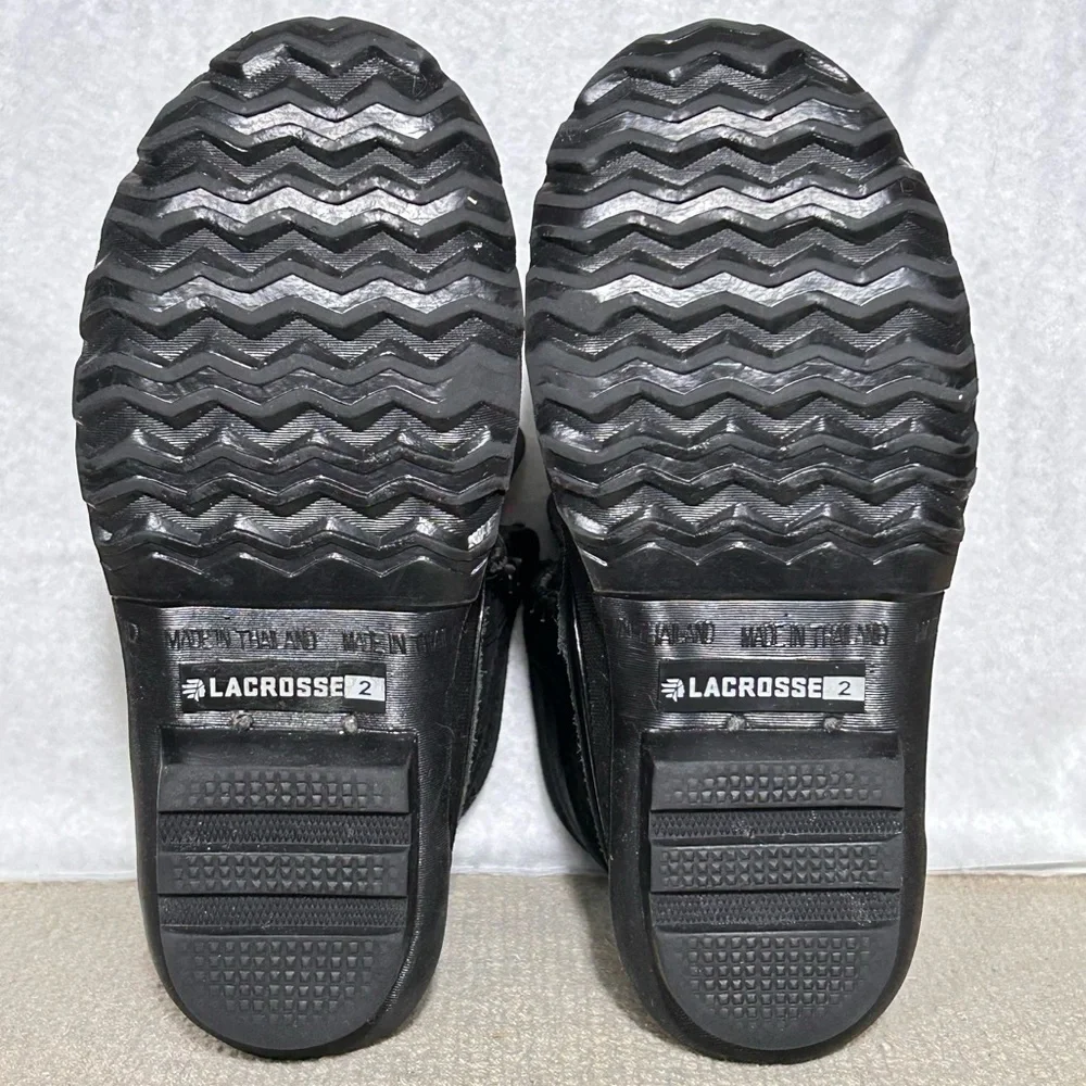 Lacrosse Kids Black PineTop Leather/Nylon Upper Lace Winter Snow Boots SZ US 2